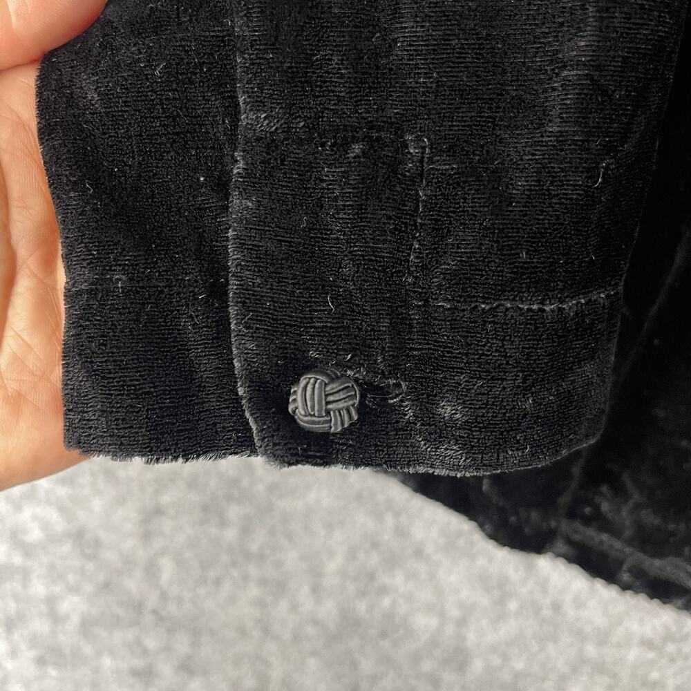 Vintage Gap Silk Blend Top Womens M Black Crushed Velvet Knot Button Hong Kong - Picture 7 of 16